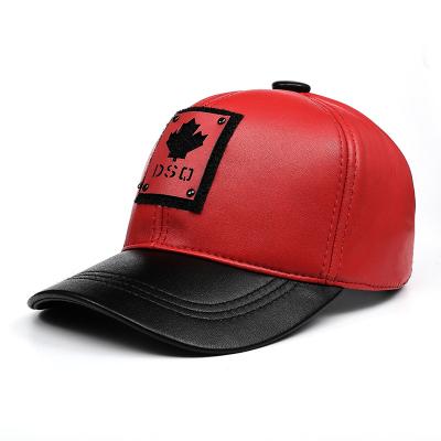 China Aple COMMON Good Quality Unisex Korean Chic Red Leaf Youth Gorras Hombre Snapback Genuine Leather Hats For Men for sale