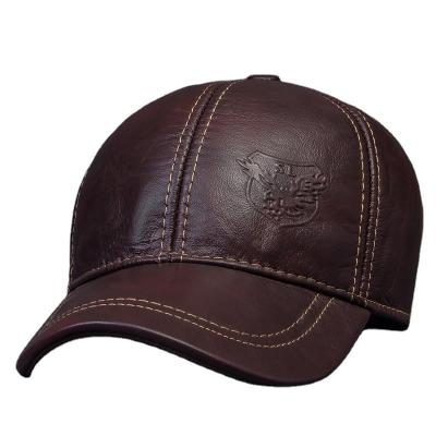 China COMMON Winter Eagle Print Genuine Leather Male 56-60CM Black/Brown Baseball Caps For Man Street Gf Gorras Casual Dad Hat for sale