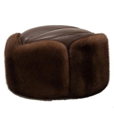 China Marten Hair Genuine Leather Bomber Warm Brown/Gorras Black Hombre Mink Fur Caps For Men Winter 100% Full Winter Male Thick Ear for sale