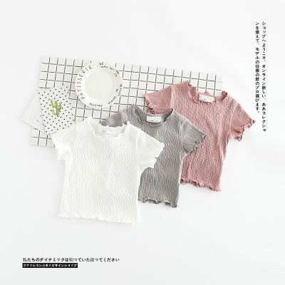 China American Apparel Sustainable T Shirts Kids Girl's White 2 Dollars Rippled Edge T Shirts With High Quality for sale