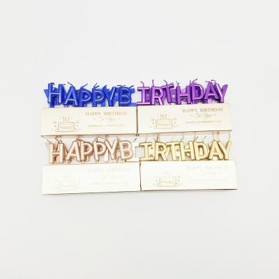 China Birthdays Wholesale Happy Golden Multi Colors Letter Birthday Candle Wax for sale