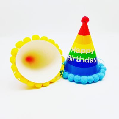 China Rainbow Striped Cheap Colorful Hats Paper Hat For Party for sale