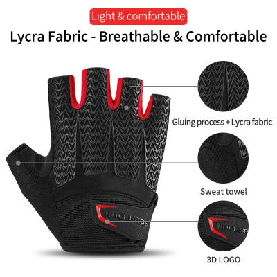 China Silicone +SBR Damping Pad Touch Screen Cycling Gloves Autumn Spring MTB Bike Bicycle Cycling Gloves ROCKBROS GEL Shockproof Half Finger Pad Mitts Gloves for sale