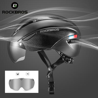 China Back Protection ROCKBROS Head Inclusive Helmet MTB Mountain Road Bicycle Bike Ultralight Cycling Helmet With Integral-Molded Magnetic Sun Visor Goggles for sale