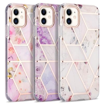 China New Anti-drop Geometric Plated Marble Phone Case For iPhone 12 Pro 11 Max XR XS 7 8 Plus for sale