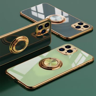 China Shockproof Mobile Accessories Phone Case Suction Ring Luxury Design Soft Phone Magnetic Cover for sale