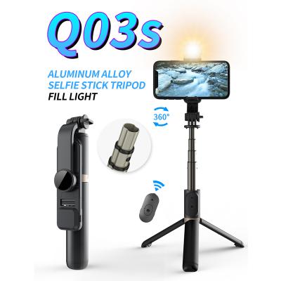 China Q03S Portable Hidden Wireless Portable Telescopic Button Makeup Photo Fill Light Smart Remote Selfie Wireless Flexible Mobile Stick zu verkaufen