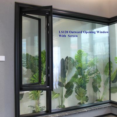 China Swing BLACK high quality exterior window to open with screen window (LS128) for sale