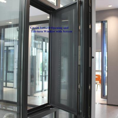 China Swing BLACK Modern Inward Swing Swing Window With Screen Window (CS128) for sale