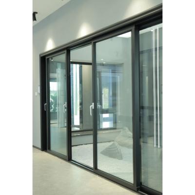 China Modern Design BLACK Interior Soundproof Sliding Barn Doors Balcony Windproof Sliding Glass Door for sale