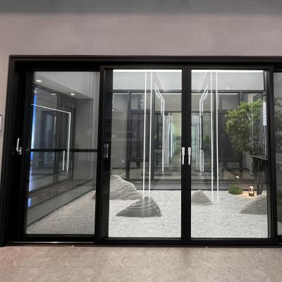 China Latest BLACK Windproof Design Narrow Side Lifting Sliding Door (LS143) for sale