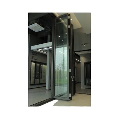 China New Modern High End Windproof Design Atmosphere Industrial Folding Glass Exterior Sliding Door for sale