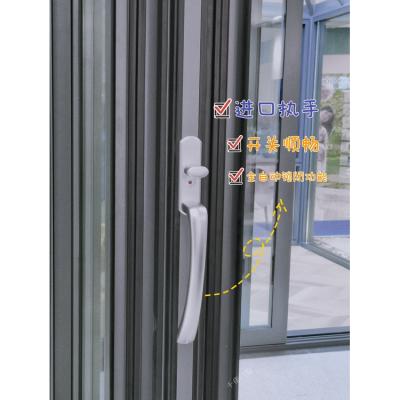 China Custom Contemporary Windproof Design Tempered Glass Aluminum Folding Doors for sale