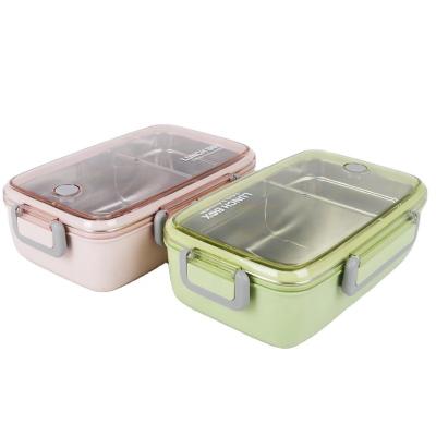 China Freshness Preservation Hot Sale Food Storage Container Stainless Steel Lunch Box School Bamboo Fiber Eco-Friendly Lunch Box for sale