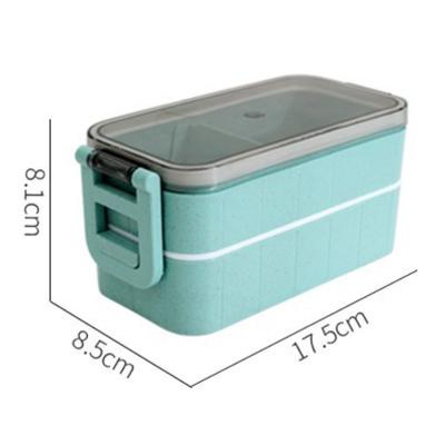 China With Double Layers 2 Tiers Mobile Compartment Picnics Food Storage Container Camping Wheat Straw Lunch Box for sale