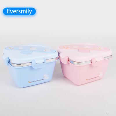 China Freshness Preservation Finesse Food Storage 600ml Stainless Steel Airtight Plastic Food Container Lunch Box for sale