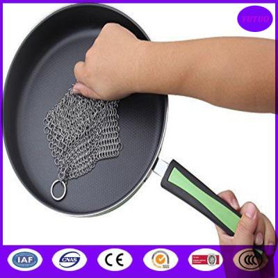 China Dish scrubber Cast Iron Pan Cleaner 8''x8'' Premium Stainless Steel Chain  made in china for sale