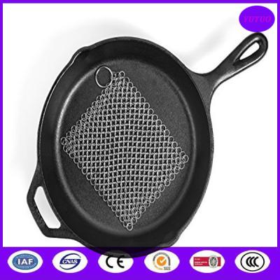 China Cast Iron Cleaner XL 6.5x6.5 inch Premium Stainless Steel Chainmail Scrubber made in china for sale