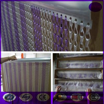 China Purple & silver Fashionable Decorative Aluminium Double Hooks Chain Fly Screen Curtain for sale