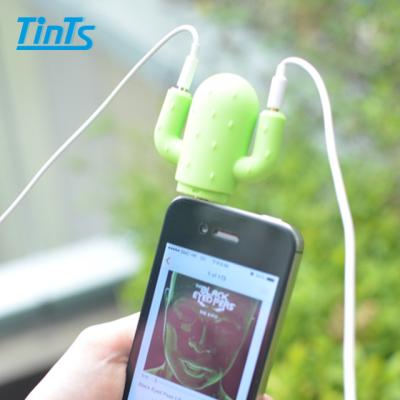 China Earphone Splitter for Music Sharing Share Music Cactus Shape Earphone Splitter for 3.5mm Jack Smart Phone with Band for sale