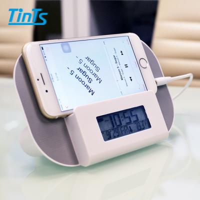 China Files OEM 3.5mm Jack Speaker Display Temperature Clock With Note Board for sale