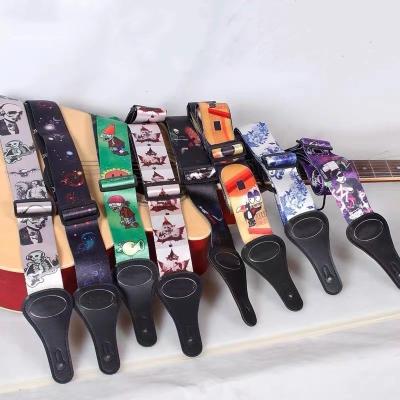 China GV02 Music Polyester Musical Performance Set Printed Bass Folk Guitar Electric Strap for sale