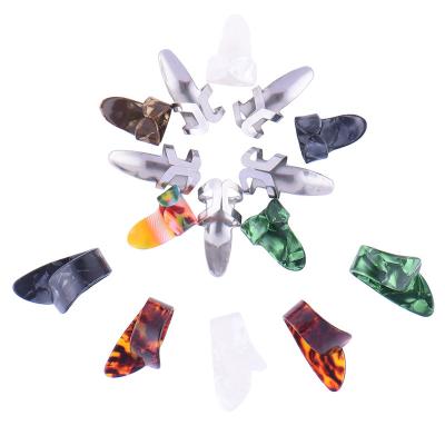 China Fashionable XS5213 Celluloid Hawaiian Guitar Stainless Fingertip Picks Guitar Accessories Finger Thumb Picks For Guitar for sale