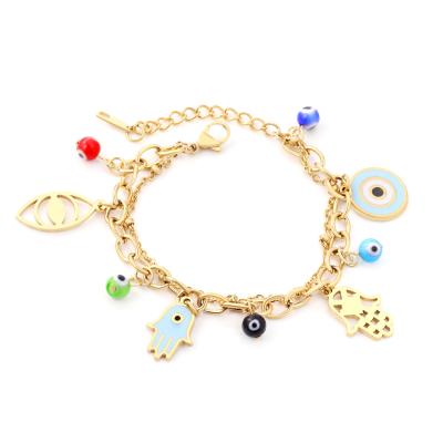 China New CLASSIC fashion personalized cat eye pendant pieces with mixed color beads gold toy anklet for sale