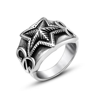 China Fashion casual/sporty Korean avant-garde series ring style five-pointed star men's hip hop ring for sale