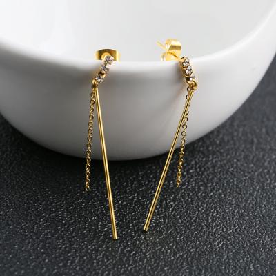 China New Popular Shenzhen Style Diamond Tassel Goddess Factory Jewelry Titanium Wholesale Casual/Sporting Steel Stud Earrings for sale