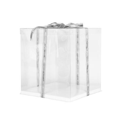 China Wholesale Disposable Transparent Cake Packaging Box Cake Box Desserts And Gift Clear Cake Box for sale