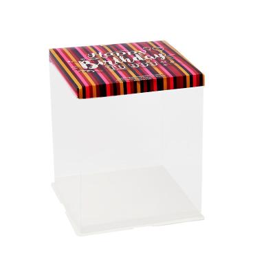 China Recycled PVC Plastic Cake Box Transparent LOGO Multi Layer Square Materials Free Custom Birthday PET Small for sale