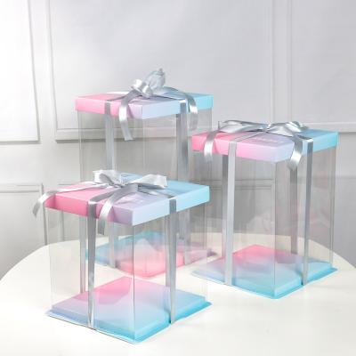 China Recycled Materials CHOOSE Custom Large Transparent Plastic Cake Clear Cake Surprise Gift Amazon Gradient Amazon Gradient Packaging Boxes Bakery for sale