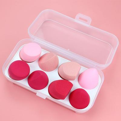 China 50% Bigger When Popular 8PCS Wet Egg Box Beauty Sponges Set Beauty Facial Foundation Makeup Sponge Blending Set for sale