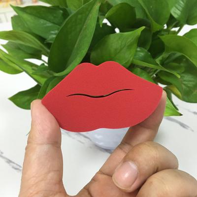 China Rose in lipstick bestselling single shape blenders sponge water beauty OEM logo custom lip shape makeup sponge for sale