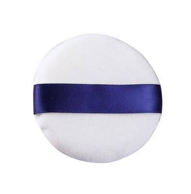 China Raised in water yalina customized flocking makeup foundation cotton velvet air cushion cosmetic loose powder fluffy puff with satin ribbon for sale