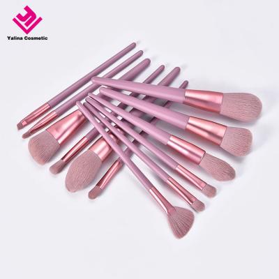 China Angular Blush Logo Custom Color Customized Wooden Handle Makeup Make Up Brush Rose Set for sale