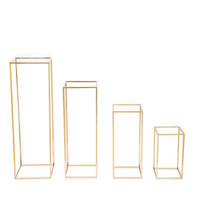 China Rectangular Reusable Wedding Flower Stands Flower Display Stand 100cm Plated Wedding Party Props for sale