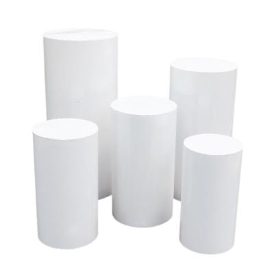 China Reusable Wedding Party Event Decoration White Gold Table Dessert Pedestal Cylinder Round Pedestals 1Set for sale