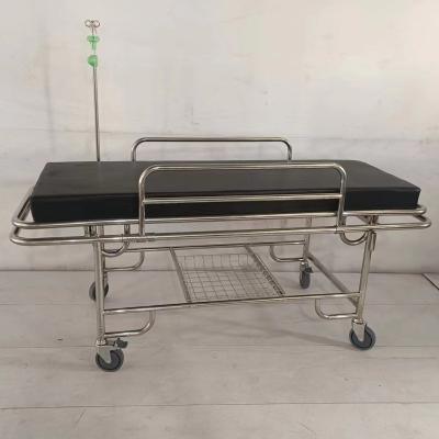 China Stainless Steel Emergency Transfer Stretcher Bed With Iv Pole Safe Loading Castors for sale