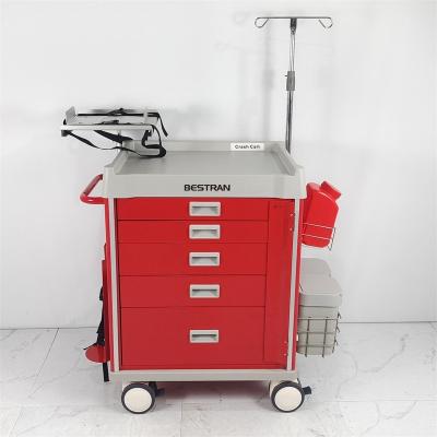 China Multiple Drawers Red First Aid Trolley Comprehensive Medical Equipment Storage for sale