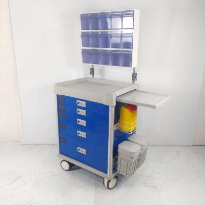 China Cold Steel Columns Anesthesia Supply Cart Abs Drawers Medication Storage With Locking for sale