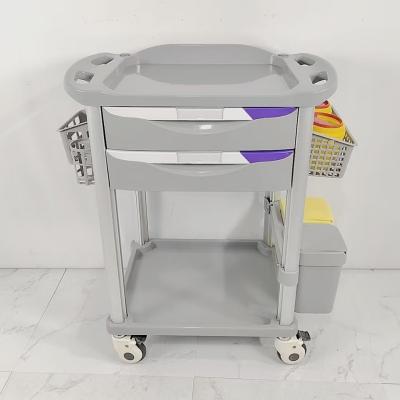 China Two Drawers Lockable Medication Trolley Hospital Wound Dressing Trolley With Swivel Castors for sale