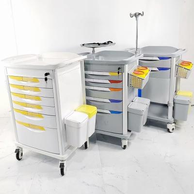 China 6 laden apotheek medische trolley karretje plastic buikspieren medicijnen karretjes voor ziekenhuizen Te koop