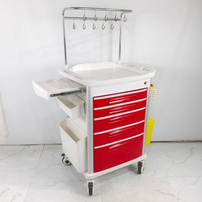 China 5 medicijnladen Medische trolley Ziekenhuis IV Cannulatie trolley Met infusie haken Te koop