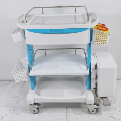 China Hospital Medical Trolley Carry Instrument Nursing Cart With Foot Controlled Garbage Bin for sale