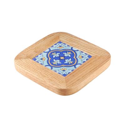 China Sustainable Japanese Retro Insulation Pad Household Solid Wood Tile Pot Cushion for sale