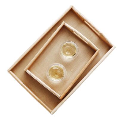 China Tray High Quality Simplicity Thickened serving design bamboo wooden tea serving trays with handle for sale