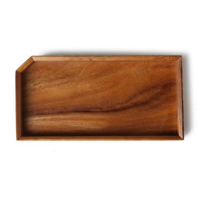 China High Grade Sustainable Rectangle Party Tray Acacia Wood Coffee Dinner Storage Serving Tray for sale