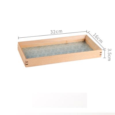 China Decorative Rustic Rectangle Board Beech Wood Dinner Tray for sale